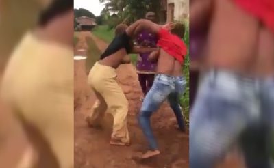 Girls from Benin displaying Their Breasts During Fight