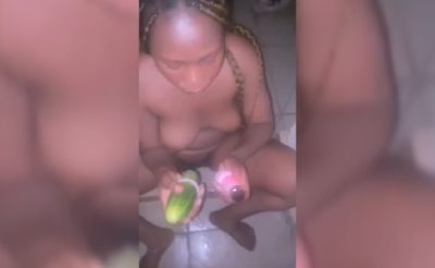 Ada Is Having Fun In Her Pussy With A Cucumber And A Vibrator