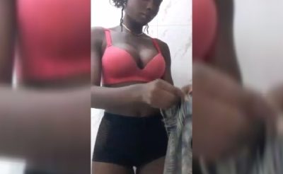 Naija Girl Stripping Naked in the Office Lavatory