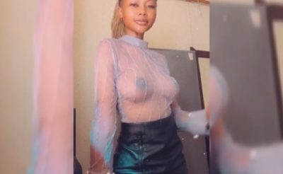 Showing Off Her Boobs in See-Through Cloth